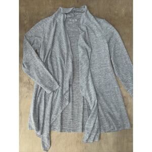 Cato Plus Sz 1X Gray Open Front Knit Cardigan Stretch Long Sleeve Lightweight